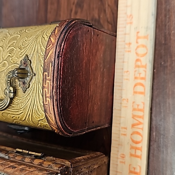 3 vintage wooden boxes with metal hinges and latch closures trinket storage - Picture 16 of 16